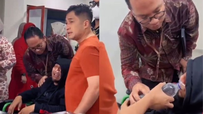 Suami Mpok Alpa menangis terus usai Mpok Alpa meninggal dunia. 